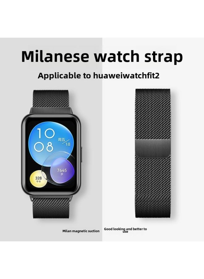 Generic For huawei Fit2 Strap Milan Magnetic Watchfit Wristband Watch Metal Fit3 Replacement Strap New-Color:Applicable To For huawei Fit2 (vitality/fashion/elegant)-[rose Pink] Milan Magnetic Suction  - Image 3