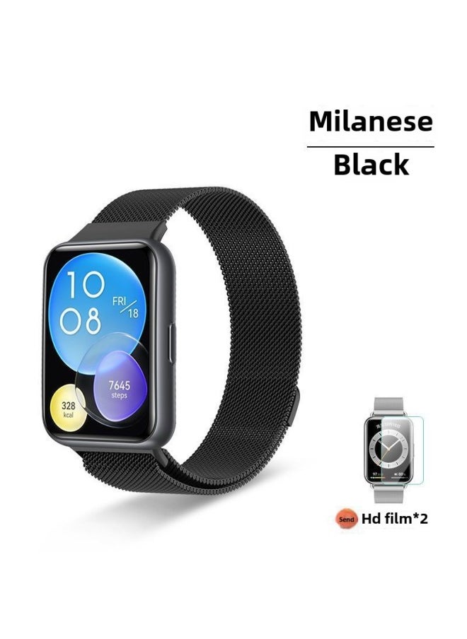 Generic For huawei Fit2 Strap Milan Magnetic Watchfit Wristband Watch Metal Fit3 Replacement Strap New-Color:Applicable To For huawei Fit2 (vitality/fashion/elegant)-[rose Pink] Milan Magnetic Suction  - Image 1