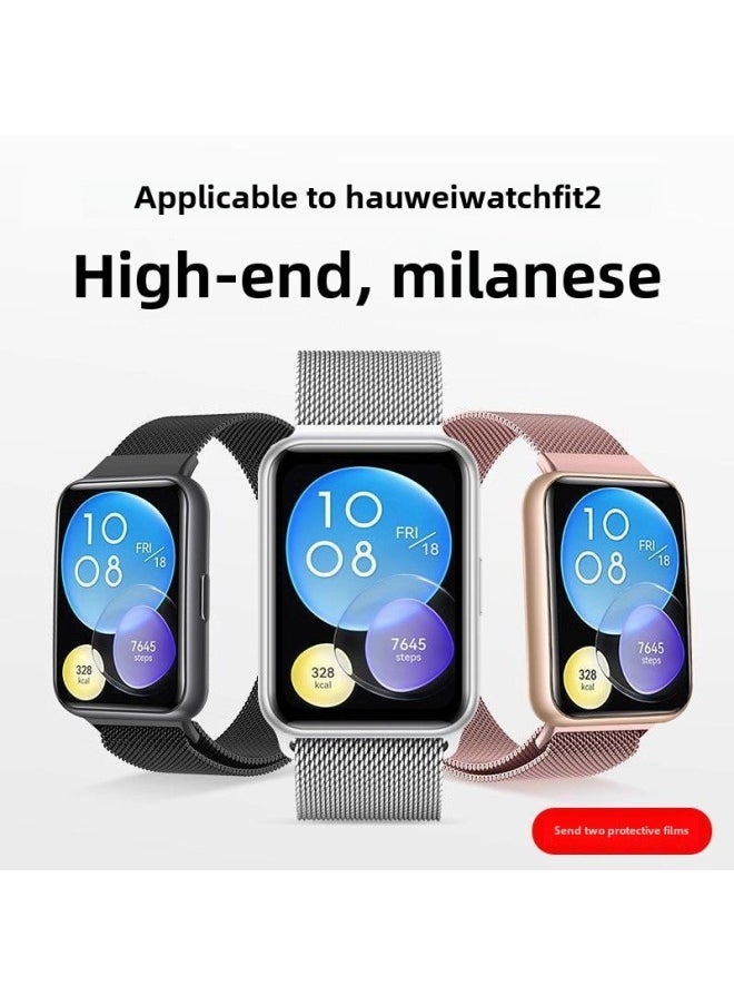 Generic For huawei Fit2 Strap Milan Magnetic Watchfit Wristband Watch Metal Fit3 Replacement Strap New-Color:Applicable To For huawei Fit2 (vitality/fashion/elegant)-[rose Pink] Milan Magnetic Suction  - Image 2