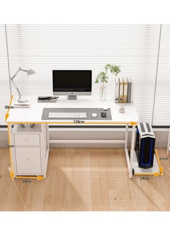 JANTENS Computer Desk With Drawer Office Desk With Host Holding Writing Gaming Table Study Desk White 120X50 Cm  - Image 3