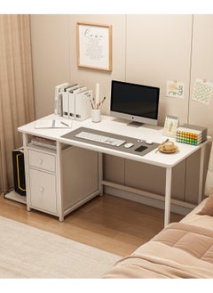 JANTENS Computer Desk With Drawer Office Desk With Host Holding Writing Gaming Table Study Desk White 120X50 Cm  - Image 5