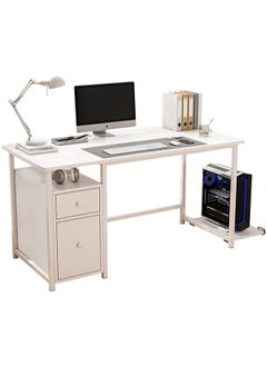 Computer Desk With Drawer Office Desk With Host Holding Writing Gaming Table Study Desk White 120X50 Cm