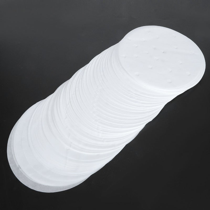 Steamer Paper White Food Grade Wood Pulp & Silicone Oil - Non-Stick Heat-Resistant Moisture-Proof Waterproof Breathable Hole Design Steamer Liner for Home Kitchen Healthy Steaming Bread Buns Cakes - Image 3