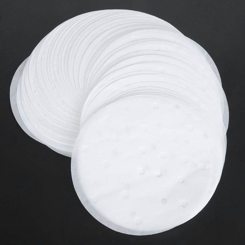 Steamer Paper White Food Grade Wood Pulp & Silicone Oil - Non-Stick Heat-Resistant Moisture-Proof Waterproof Breathable Hole Design Steamer Liner for Home Kitchen Healthy Steaming Bread Buns Cakes - Image 2