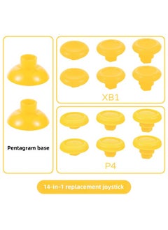 [Source Manufacturer] PS5/PS4/XB1/handle 14-in-1 Suit Universal Swing Head Replacement Rocker Button Cap-Product Color:PS4/XB1-yellow/14 In 1/with Packaging