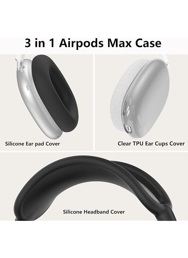 erorex - Case Cover For Airpods Max Headphones 3 In 1 Ear Cups Cover Anti Scratch Sweatproof Ear Pad Covers Headband Cover Protector Silicone Soft Protector Accessoriesfor Airpods Max - Image 1