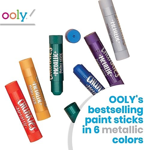 Ooly Chunkies 6 Metallic Paint Sticks For Kids, Tempera Paint Sticks Metallic Colors Set, No Mess Quick Drying Art Supplies for Toddlers and Kids - Image 2