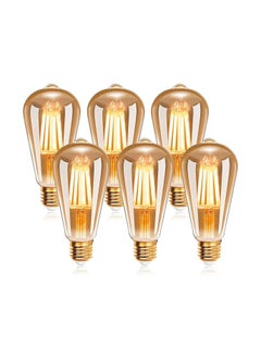 ماركة غير محددة لمبة إضاءة كلاسيكية 4 واط E27، مصباح LED أبيض دافئ 2200 ك، لمبة LED خيطية، مصابيح كلاسيكية مثالية للبار، المطعم، المنزل، المقهى، غير قابلة للتعتيم، حزمة من 6 قطع  - Image 1