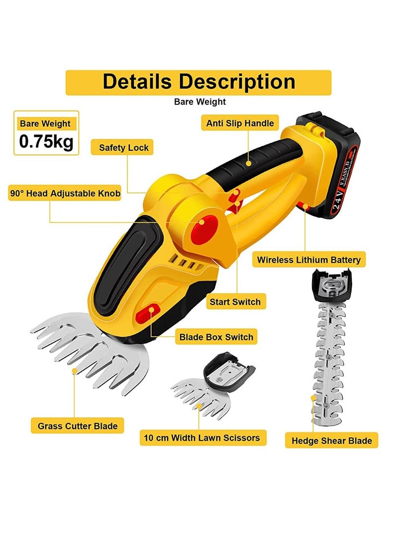 2 in 1 Cordless Grass Shear & Hedge Trimmer Rechargeable Battery With Charger
