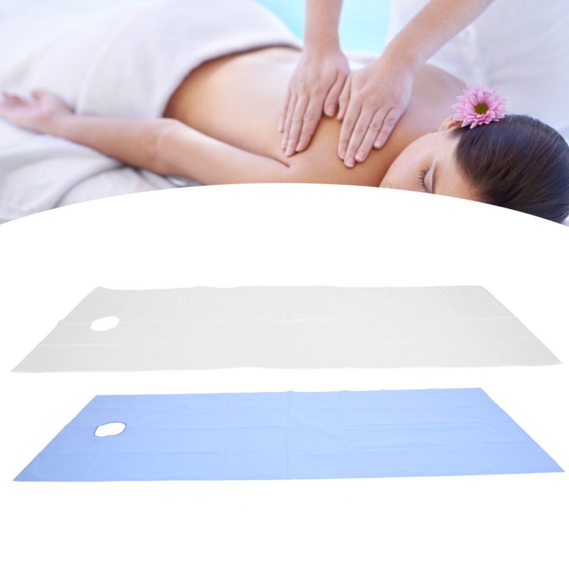 Disposable Bed Sheets White + Blue Skin-friendly Fabric - Oil-proof Waterproof Polyester Massage Bed Cover for Beauty Salon Spa Massage Use - Image 5