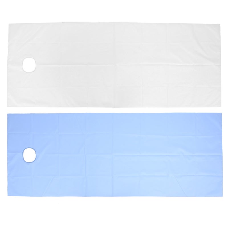 Disposable Bed Sheets White + Blue Skin-friendly Fabric - Oil-proof Waterproof Polyester Massage Bed Cover for Beauty Salon Spa Massage Use - Image 3