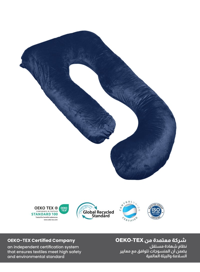 Rest Premium Velvet G Shaped Pregnancy Pillow  70x140cm  Maternity Full Body Pillow For Pregnant Women for Back , Hip , Neck and Knee Support with Removal Cover , Blue - Image 3