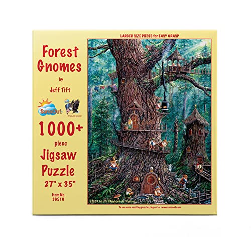 SUNSOUT INC  Forest Gnomes  1000 pc Large Pieces Jigsaw Puzzle by Artist Jeff Tift  Finished Size 27 x 35  MPN 36510 - Image 1
