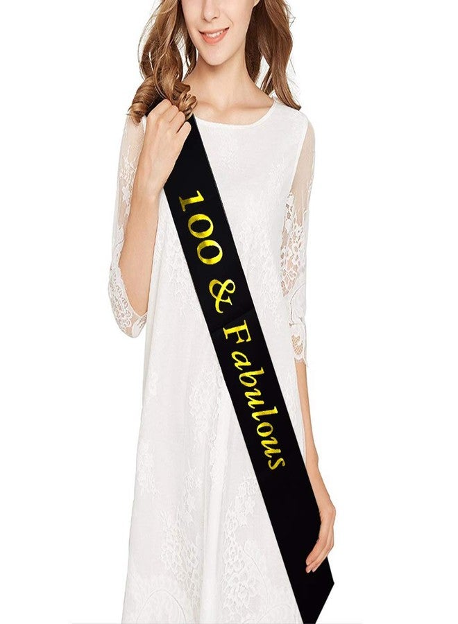 Mayin 100th Brithday Gold Tiara and Sash, Glitter Satin 100 & Fabulous Sash and Crystal Rhinestone Birthday Crown for Happy 100th Birthday Party Supplies Favors Decorations 100th Birthday Cake Topper - Image 3