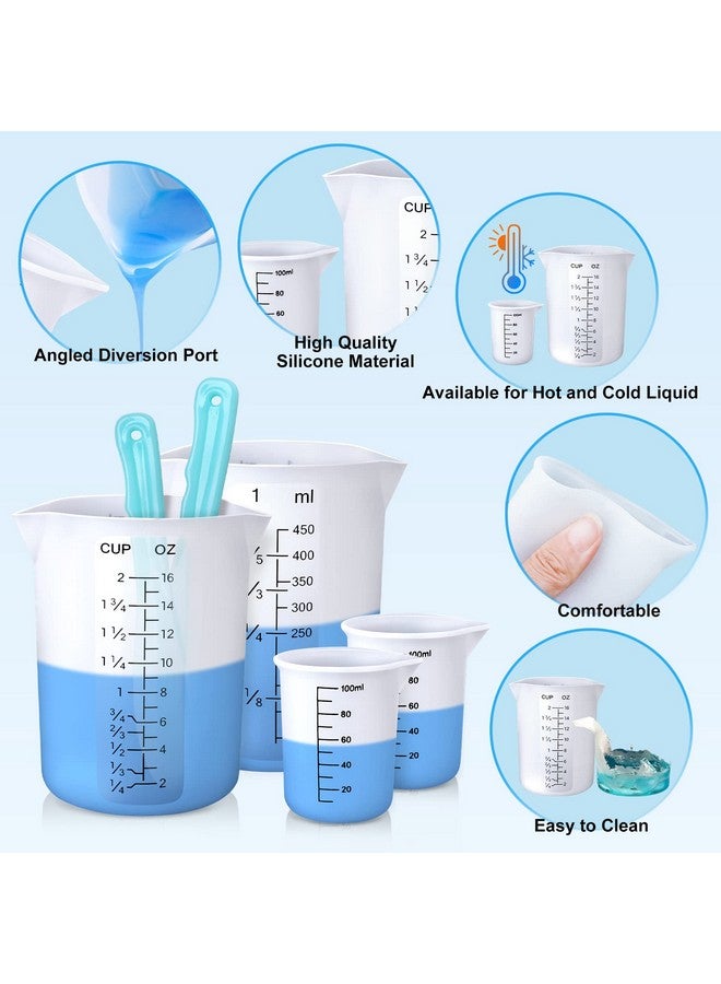 LET'S RESIN أكواب قياس سيليكون LET'S RESIN، 450 مل، دقتين و100 مل، أكواب قياس متينة، كوب خلط إيبوكسي، عصي تحريك سيليكون، لوازم ريزين سهلة التنظيف لقوالب الرزين، كوب لامع - Image 4