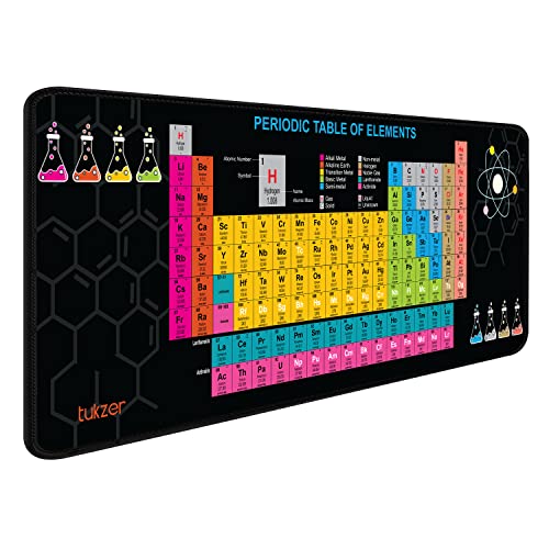 Tukzer Extended Gaming Mouse Pad, High-Speed Mouse Tracking & Control | Stitched Edges, Non-Slip Rubber Base| for Computer Laptop Keyboard Office Home (795mm x 298mm x 3.45mm, Periodic Table) - Image 1
