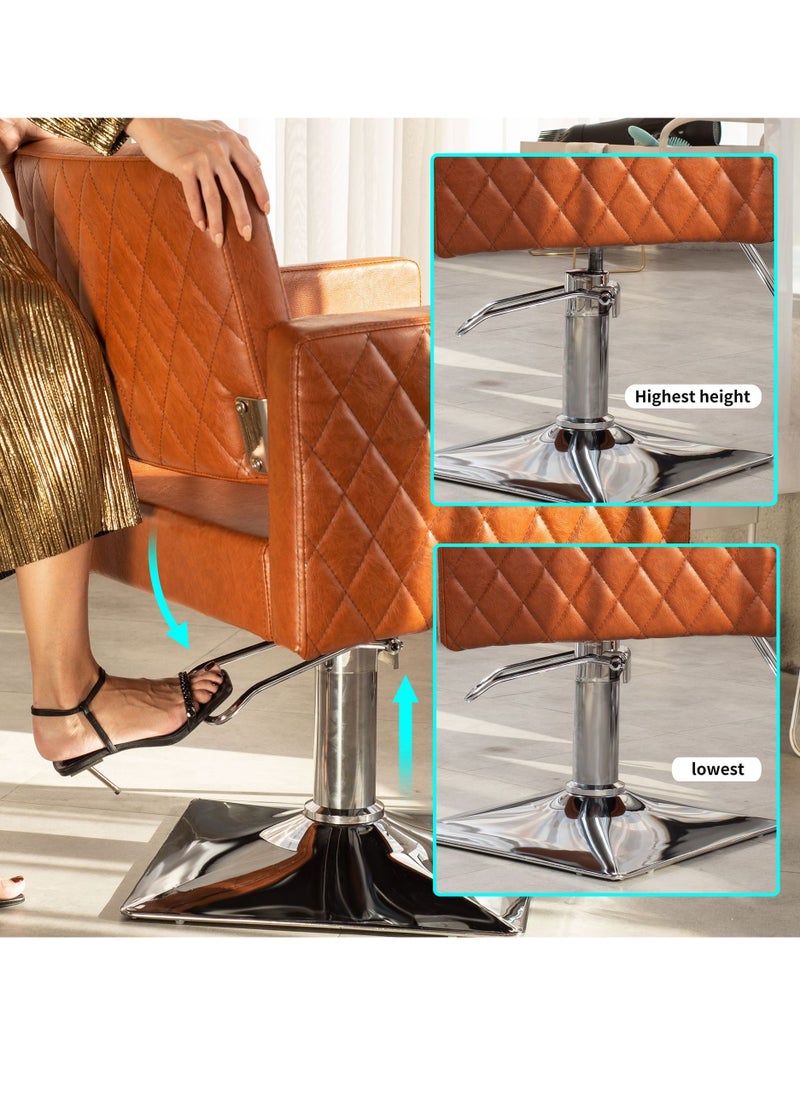 Sharpdo - Salon Chair for Hair Stylist Wide Seat, Hydraulic Barber Chair with Aluminium Alloy Footrest, Brown Hair Salon Chair Styling Heavy Duty, Beauty Spa Cosmetology Shampoo Hairdressing Equipment - Image 1