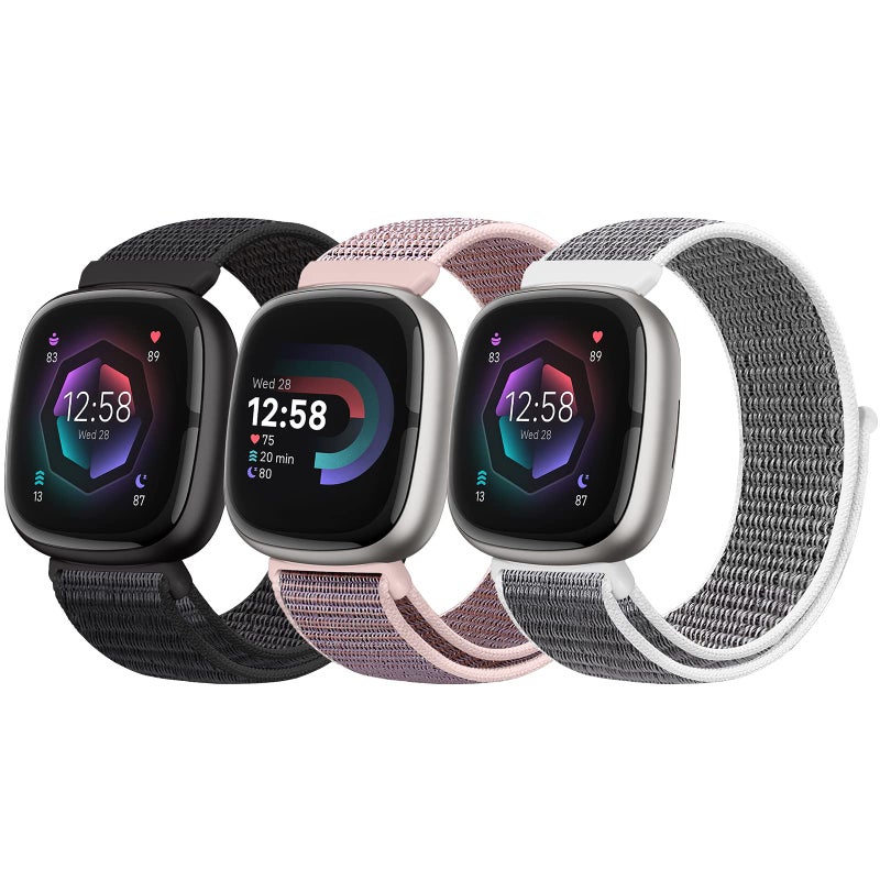 Bcuckood Nylon Loop Compatible with Fitbit Sense 2/Fitbit Sense/Fitbit Versa 4/Fitbit Versa 3 Bands, Women Men Soft Nylon Adjustable Breathable Strap Solo Loop Replacement Wristband - Image 1