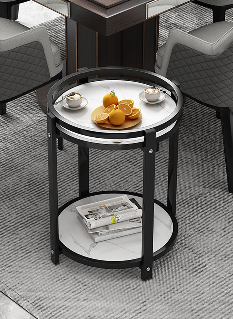Sharpdo - Home Double-Layer Storage Space Tea Table Side Table Small Tea Table, Suitable for Sofa Side, Living Room, Chess and Card Room - Image 1