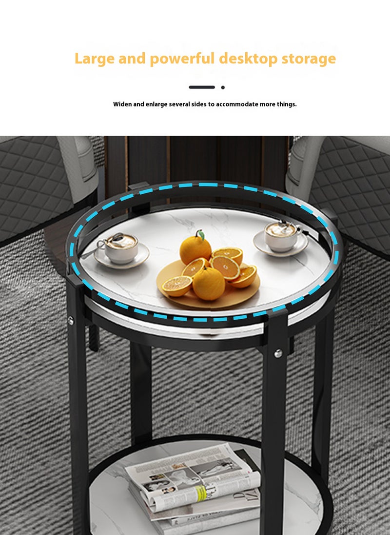 Sharpdo - Home Double-Layer Storage Space Tea Table Side Table Small Tea Table, Suitable for Sofa Side, Living Room, Chess and Card Room - Image 1