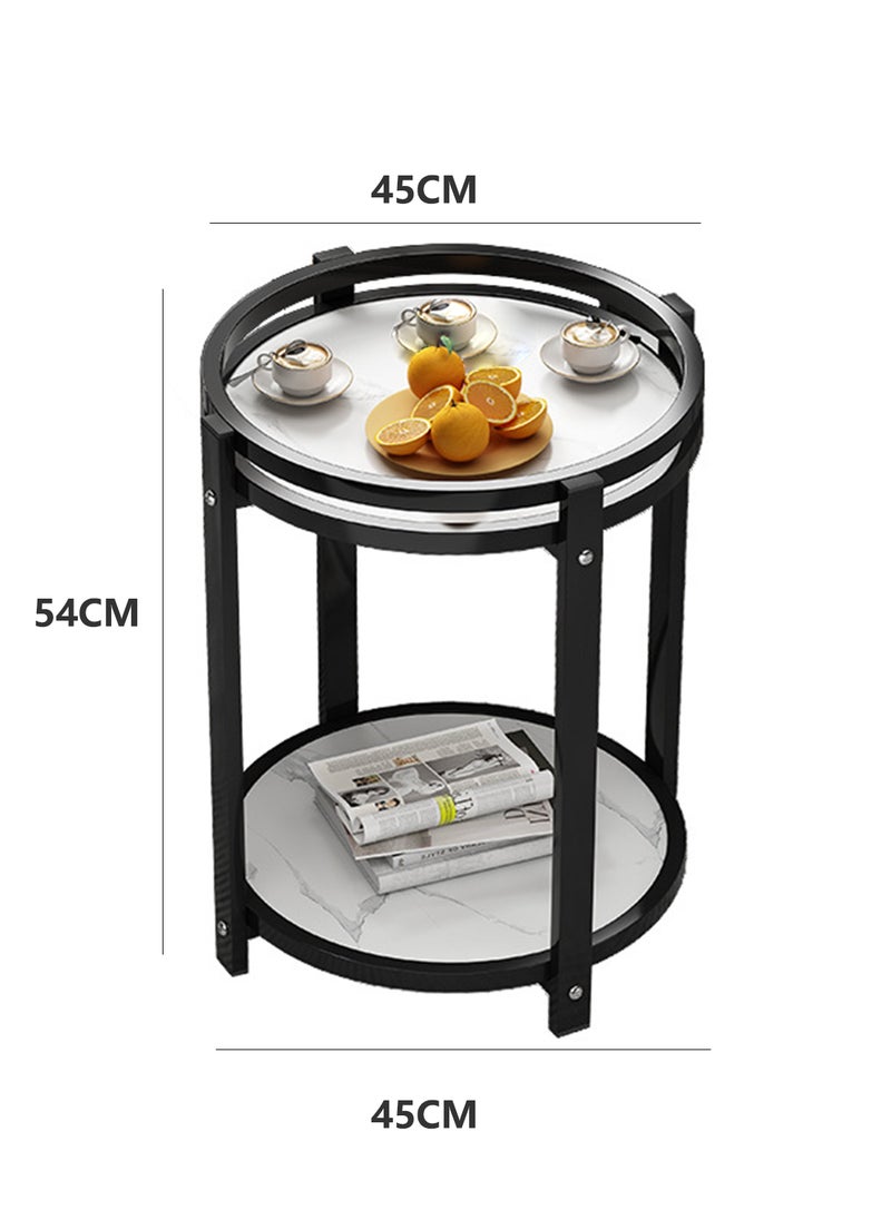 Sharpdo - Home Double-Layer Storage Space Tea Table Side Table Small Tea Table, Suitable for Sofa Side, Living Room, Chess and Card Room - Image 1