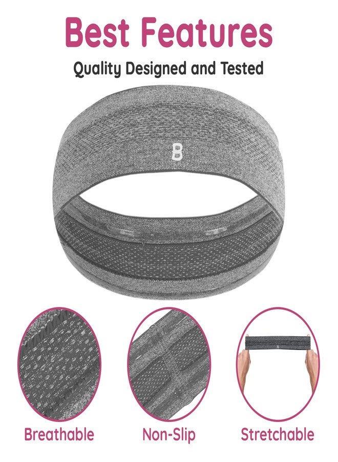 Burlybands أشرطة بربلي الرياضية لرباط الرأس للنساء، رباط رأس غير قابل للانزلاق، شريط عرق يمتص الرطوبة للرياضة والجري واليوغا (3 قطع، متعدد) - Image 3