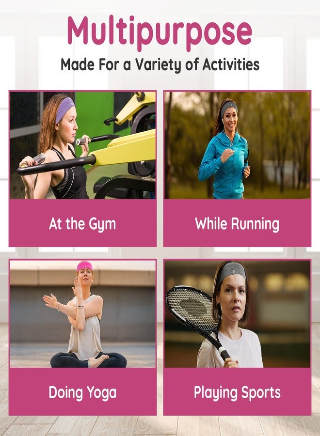 Burlybands أشرطة بربلي الرياضية لرباط الرأس للنساء، رباط رأس غير قابل للانزلاق، شريط عرق يمتص الرطوبة للرياضة والجري واليوغا (3 قطع، متعدد) - Image 5