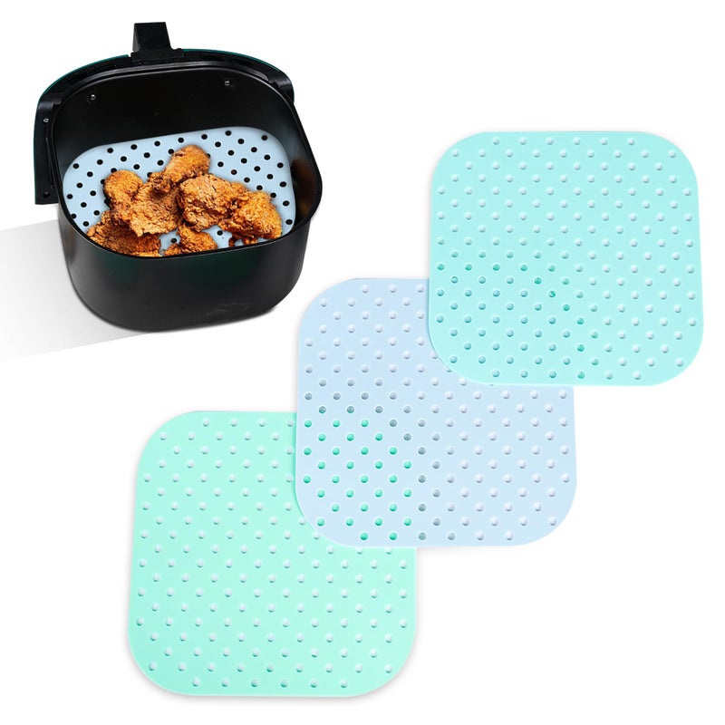 Cee & Dee Square Silicone Air Fryer Liners | Washable & Reusable 3-Pack (8.5 x 8.5") - Square Air Fryer Liners for Full Coverage - Eco-Friendly, Non-Stick Silicone Liners - Easy to Clean & Versatile - Image 1