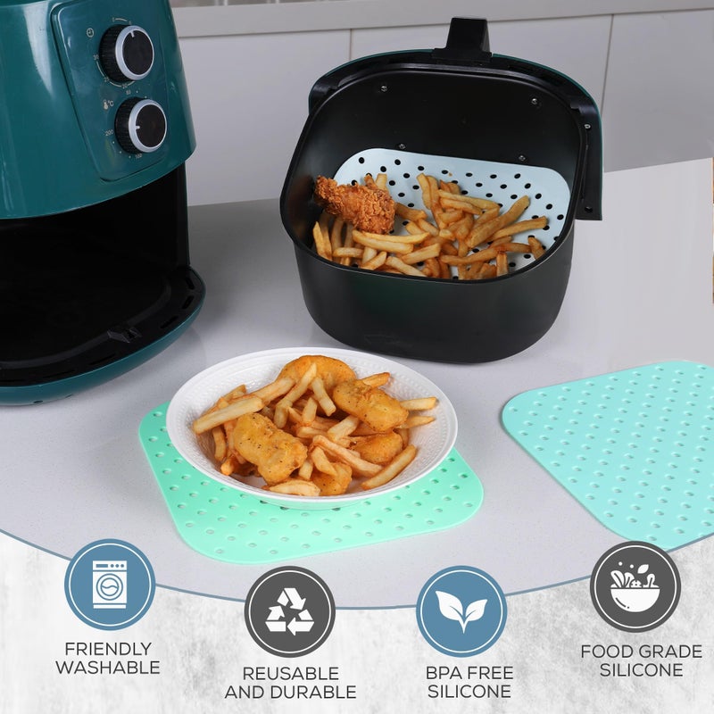 Cee & Dee Square Silicone Air Fryer Liners | Washable & Reusable 3-Pack (8.5 x 8.5") - Square Air Fryer Liners for Full Coverage - Eco-Friendly, Non-Stick Silicone Liners - Easy to Clean & Versatile - Image 4