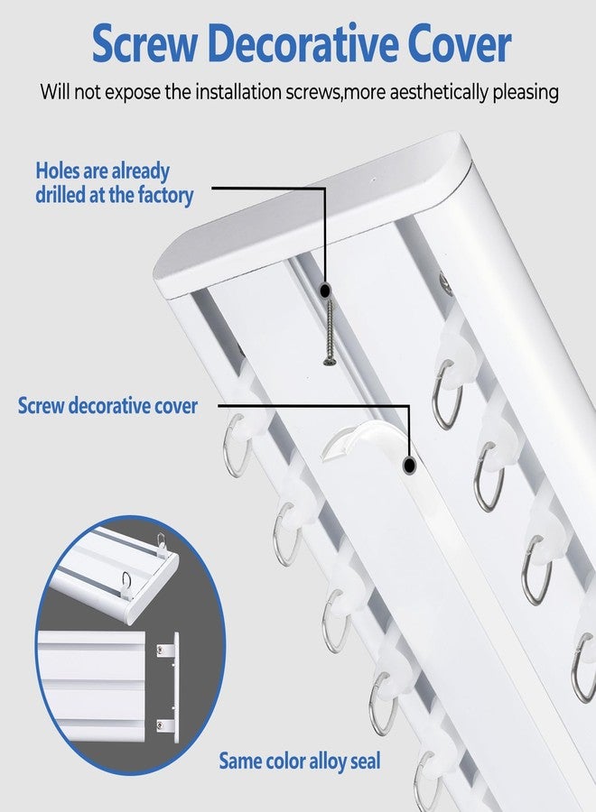 Cbsroro Double Row Ceiling Curtain Track, Silent Heavy Aluminum Duty Curtain Track System, Sliding Curtain Rails for Curtains, Room Divider Track for Bedroom Living Room Ofiice Hotel, White, 9FT - Image 4