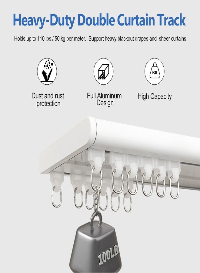 Cbsroro Double Row Ceiling Curtain Track, Silent Heavy Aluminum Duty Curtain Track System, Sliding Curtain Rails for Curtains, Room Divider Track for Bedroom Living Room Ofiice Hotel, White, 9FT - Image 3