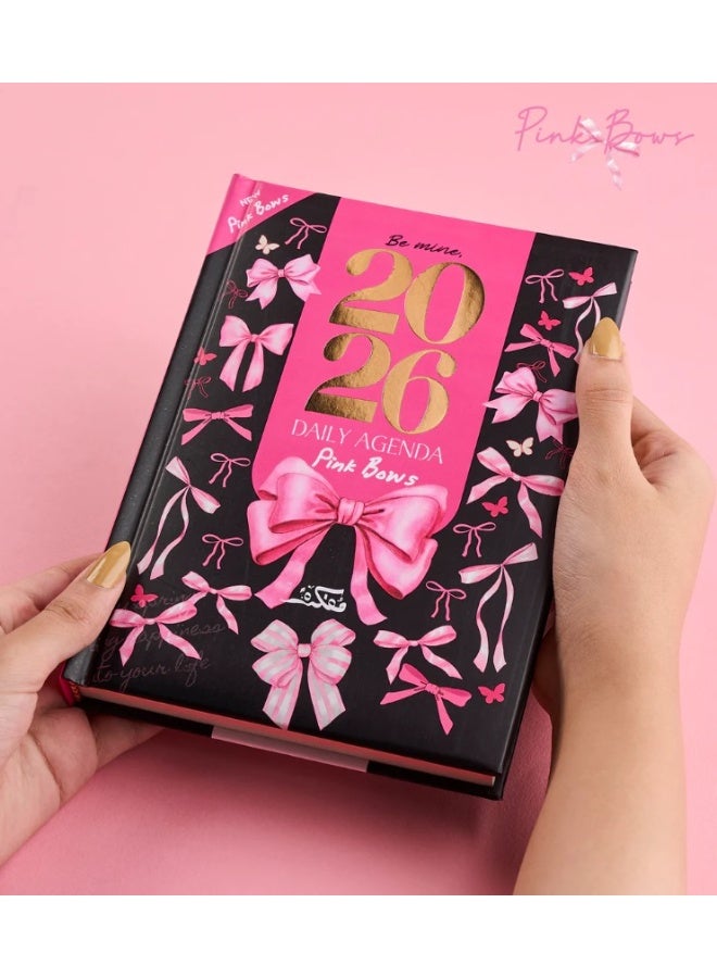 Mofakera Pink Bows Daily gift Calendar Agenda 2026 - A5 - Image 1
