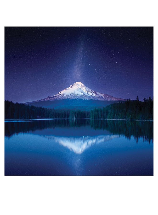 RYN Mountain Themed Printed MDF Wall Art Purple/Blue/Green 30x30cm - Image 1