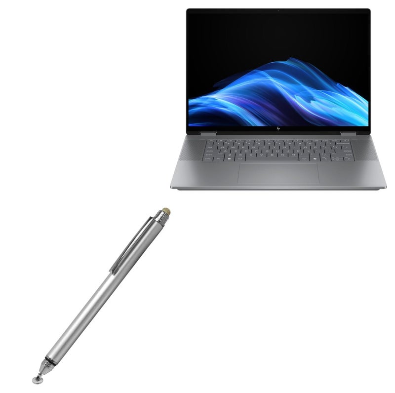 BoxWave Stylus Pen Compatible with HP OmniBook X Flip 16 - DualTip Capacitive Stylus, Fiber Tip Disc Tip Capacitive Stylus Pen - Metallic Silver - Image 1