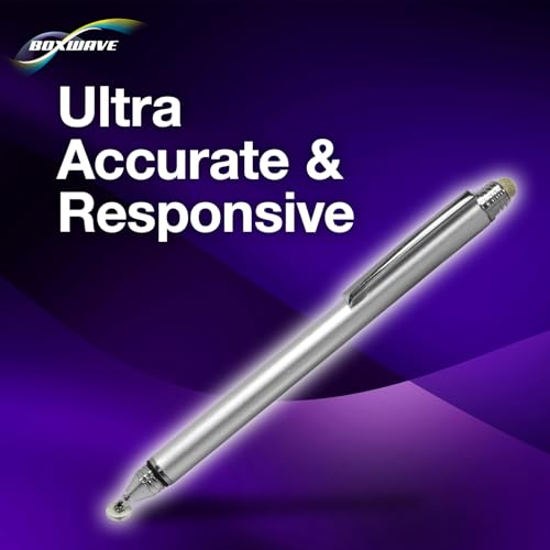 BoxWave Stylus Pen Compatible with HP OmniBook X Flip 16 - DualTip Capacitive Stylus, Fiber Tip Disc Tip Capacitive Stylus Pen - Metallic Silver - Image 4
