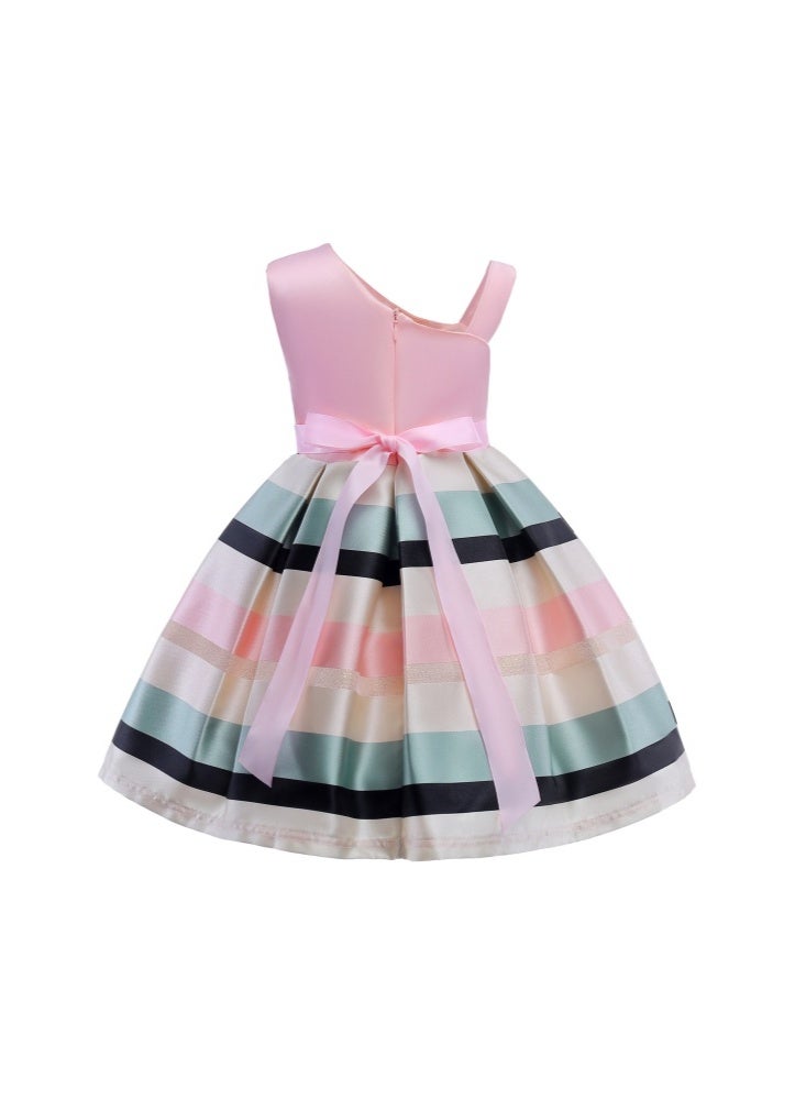 هالامودو فستان زهري للفتيات بتصميم زهري مخطط، فستان رفلز للأطفال الصغار، فستان حفلات تنكرية برباط عنق، فستان مناسبات خاصة للحفلات والباليه - Image 3