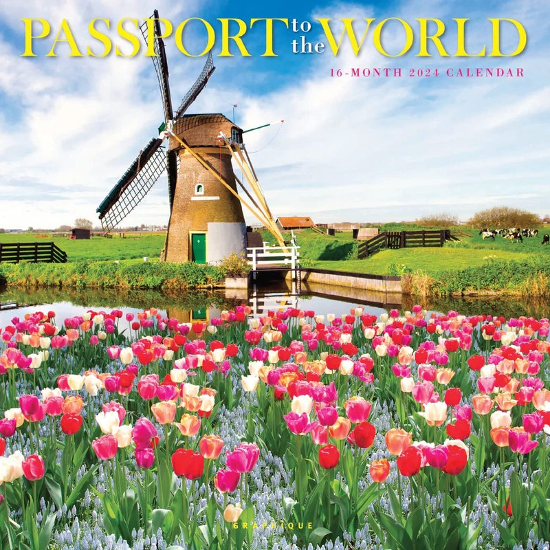 Graphique 2024 Passports to the World Wall Calendar | 12â€ x 12â€ | Thick Paper | Home & Office Organizer | Large Monthly Grid | 3 Languages & Marked Holidays | 4 Month Preview Page for 2025 - Image 1
