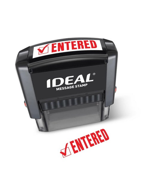 Self Inking Stamp - English Text Entered - Red Ink, Impression Size 11/16” X 1-7/8”