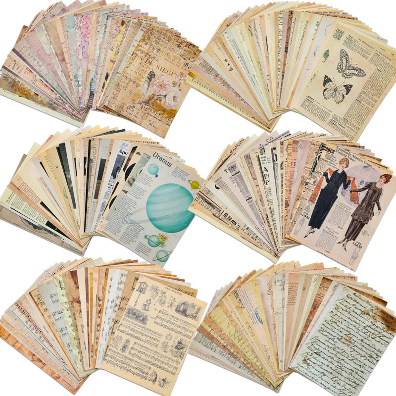 emmoolife 200 Sheets of Vintage Scrapbook Paper, Journaling Scrapbooking Supplies Craft Decoupage Papers Kit, Ephemera for Junk Journal Bullet Journals Well Posters Room Decor for Card Making Decorative Gift - Image 1