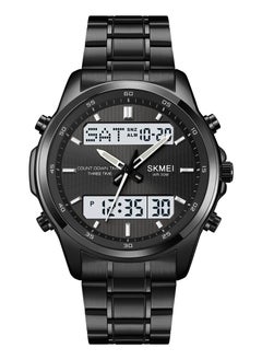 Men’s Analog & Digital Black Stainless Steel Band Wristwatch - 2049