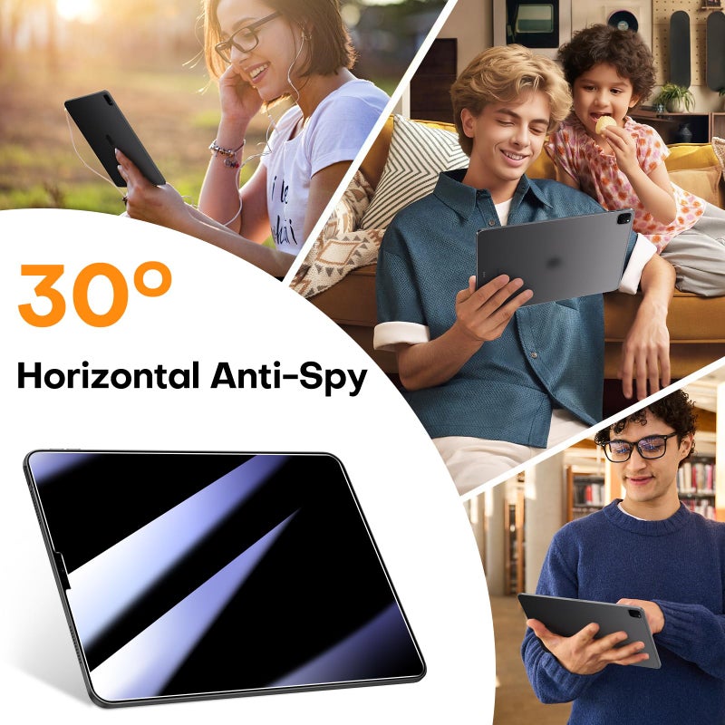 OMOTON 2 Pack Privacy Screen Protector for iPad Pro 12.9 inch 6th/5th/4th/3rd Generationï¼ˆ2022/2021/2020/2018, Anti-Spy Tempered Glass with Easy Installation Tray, Case Friendly/Apple Pencil Support - Image 4
