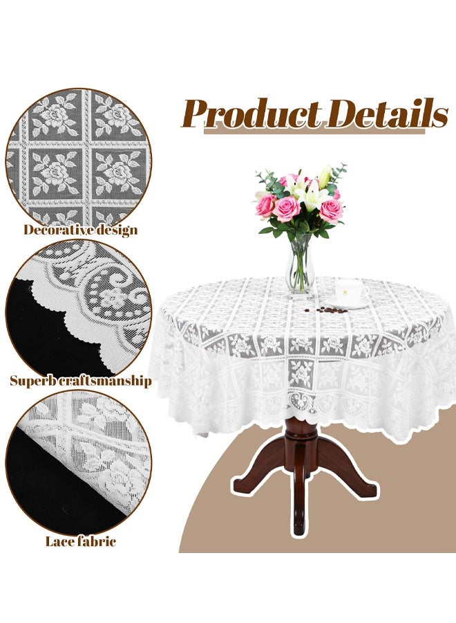 Lace Tablecloth 90 x 90cm Square White Lace Tablecloth For Wedding Rectangle Tables, Vintage Elegant Boho Laces Fabric For Coffee Table Tea Party Home Dining Decor - Image 3