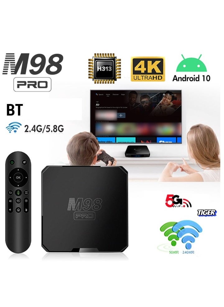 TIGER - M98 PRO Android TV Box – Android 10, 4K HDR Smart Streaming Media Player with 16GB Storage – Seamless Streaming, Media Playback & Entertainment Hub - Image 1