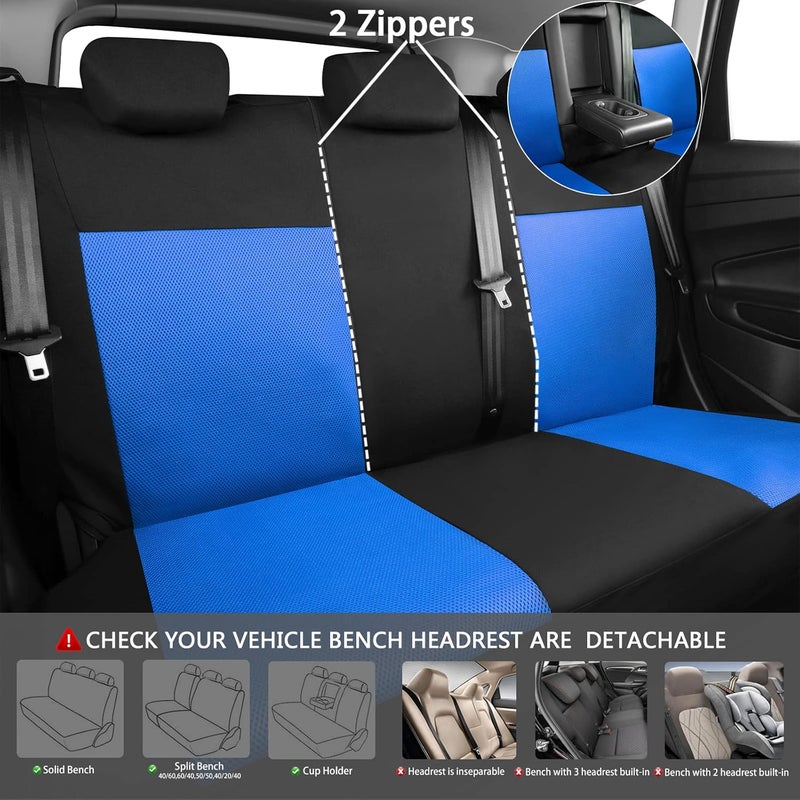 CAR PASS Rainbow Universal Fit 3D Air Mesh Car Seat Cover Set (Black Blue) - Image 4