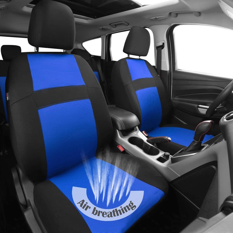 CAR PASS Rainbow Universal Fit 3D Air Mesh Car Seat Cover Set (Black Blue) - Image 2