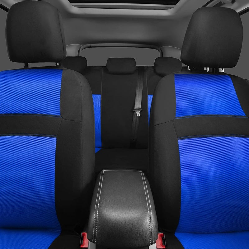 CAR PASS Rainbow Universal Fit 3D Air Mesh Car Seat Cover Set (Black Blue) - Image 5
