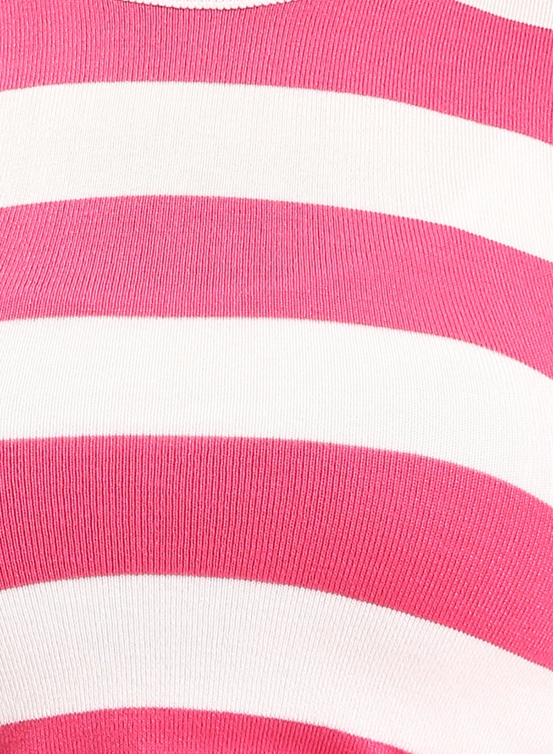 RAVIN Women Awning Stripes Sleeveless Summer Top Fuchsia White - Image 3