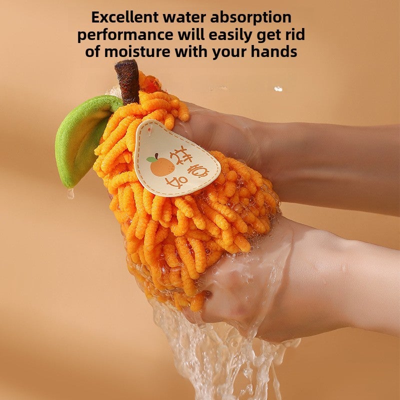 Festive creative fruit meaning chenille hand towel hanging absorbent quick-drying thickened hand towel handkerchief(Fall waves, 17*17cm) - Image 5