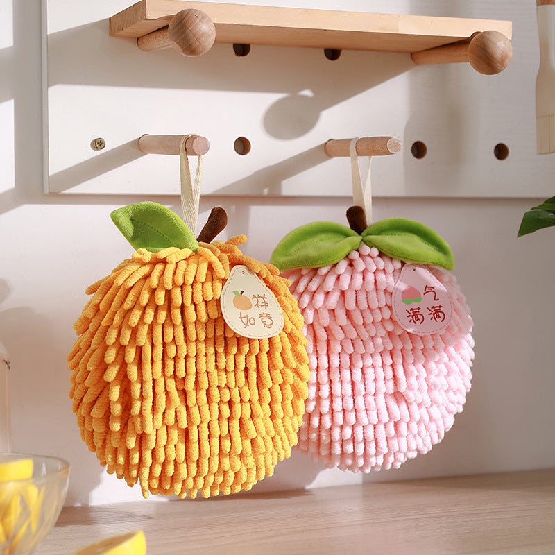 Festive creative fruit meaning chenille hand towel hanging absorbent quick-drying thickened hand towel handkerchief(Fall waves, 17*17cm) - Image 2