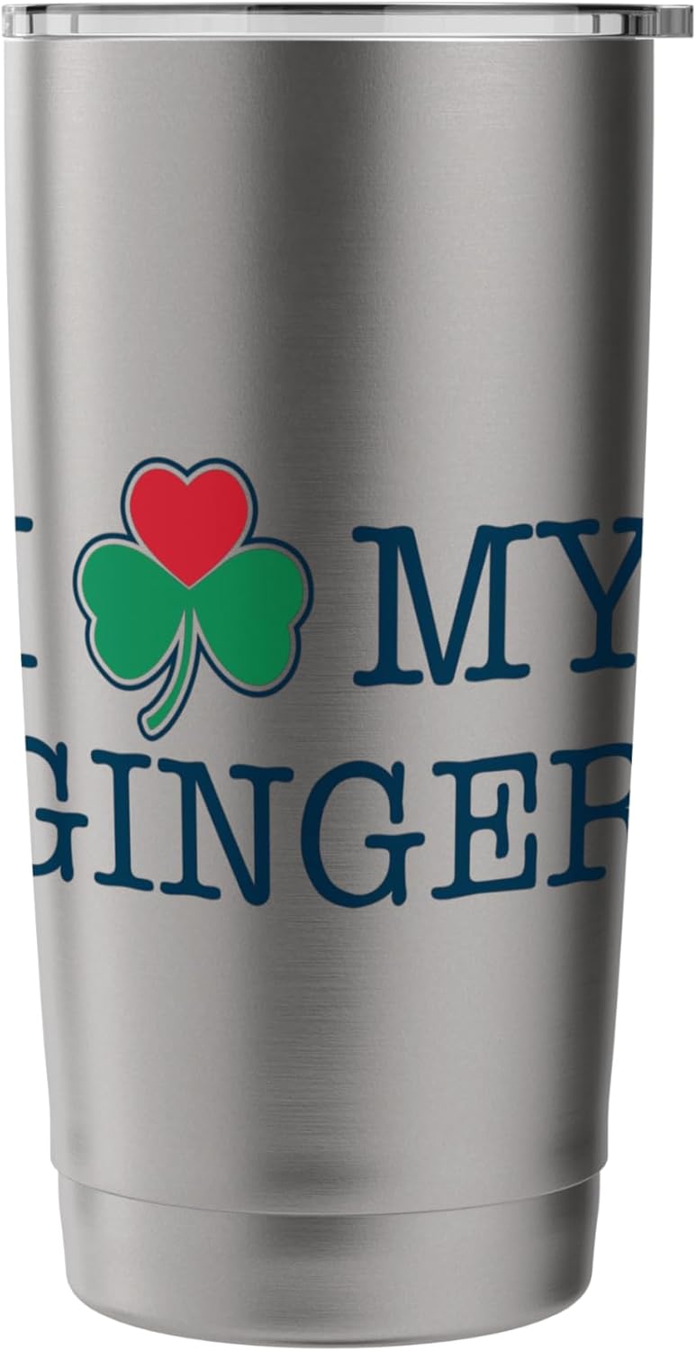 Hadley Designs I Heart My Ginger St Patricks Day Clover Shamrock T Shirt Stainless Steel Insulated Tumbler  - Image 3